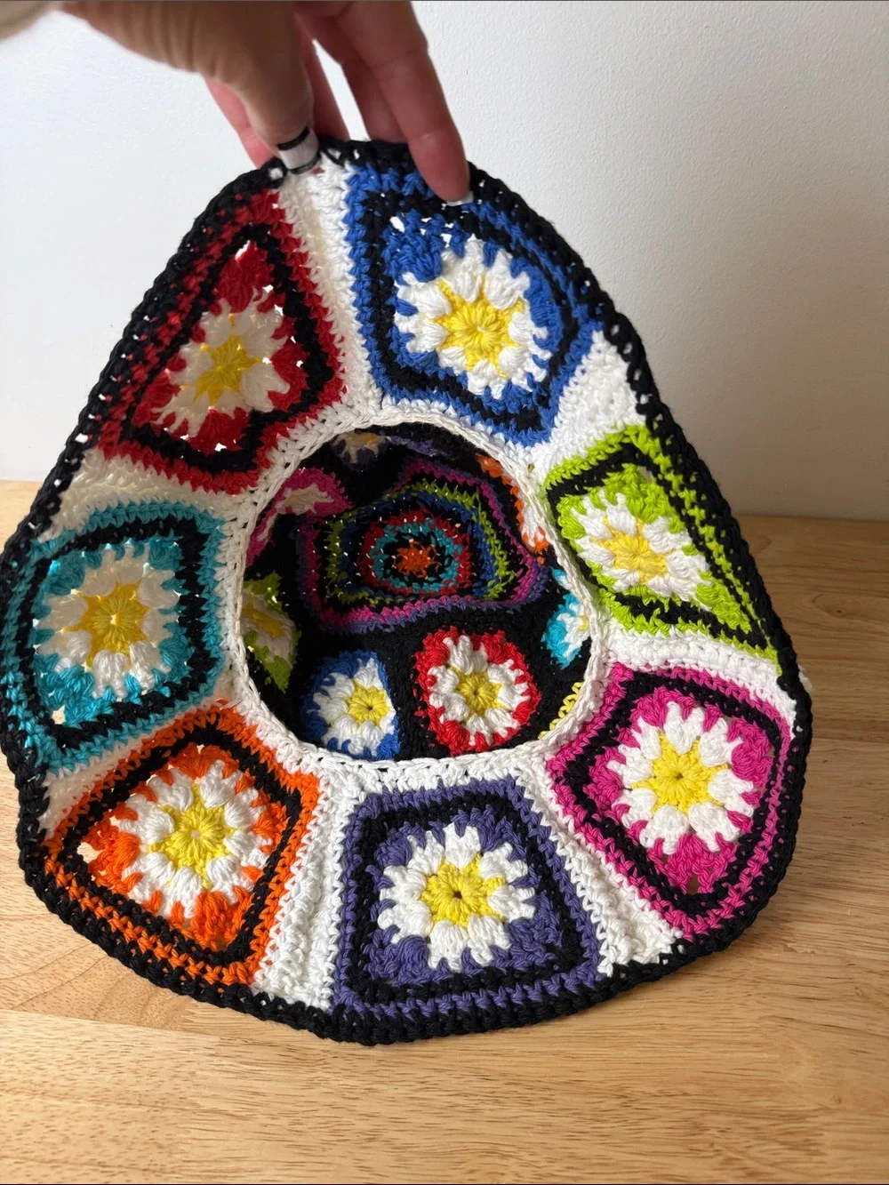 Handmade Crochet Floral Bucket Hat - Multicolor